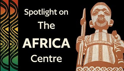 Affiche de l’exposition Spotlight on The Africa Centre à Londres mettant en valeur la culture africaine et la diaspora.
